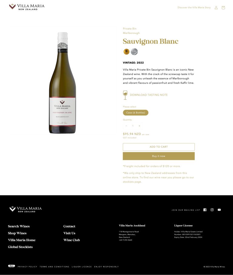 Willing Web - Private Bin Marlborough Sauvignon Blanc | Shop Villa Maria Wines